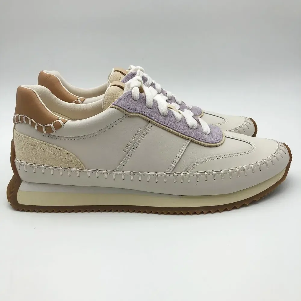 Cole Haan Womens Grandpro Premier Runners 7 WIDE White Purple Sneakers NIB